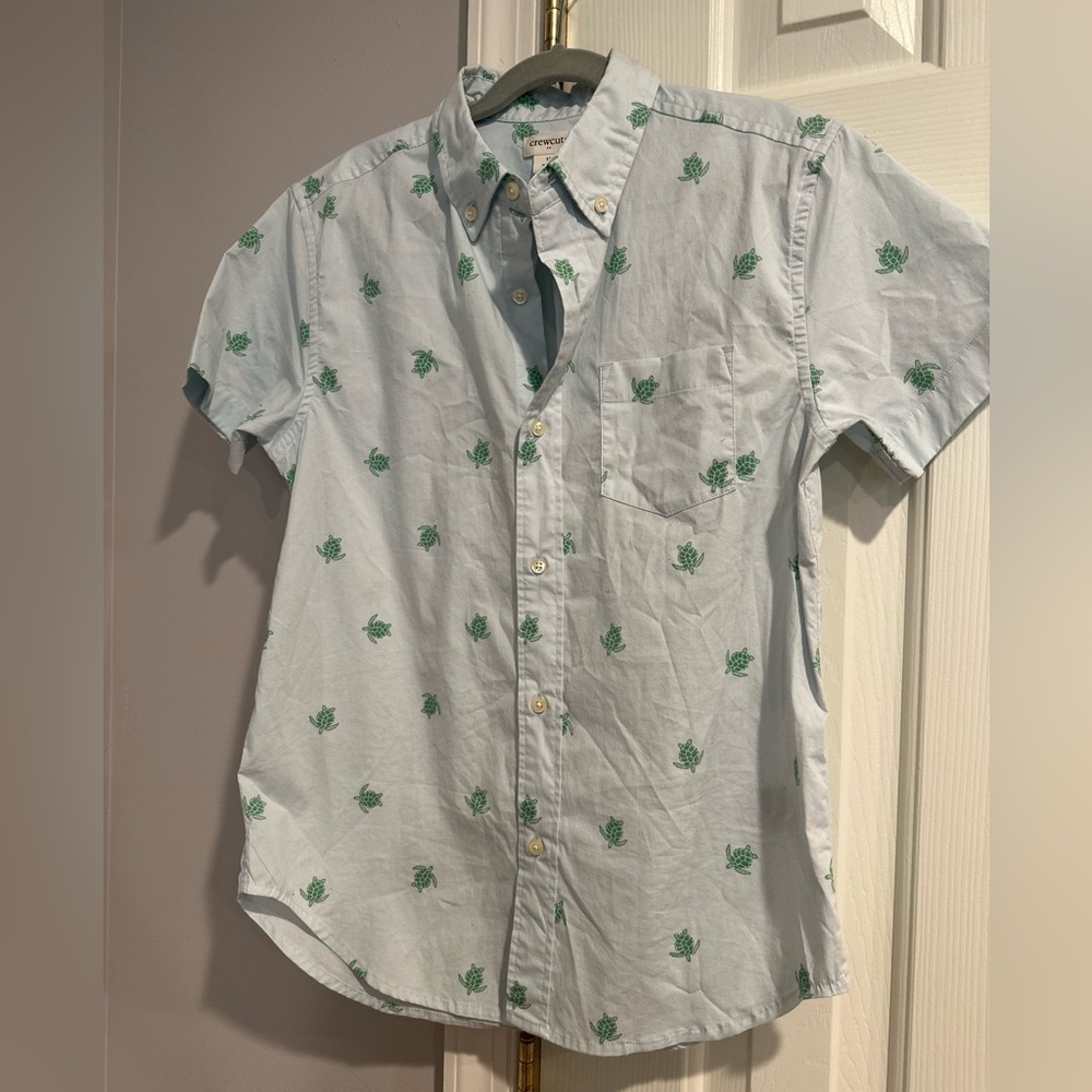 Crewcuts Boys size 12 - casual shirt - baby blue with green turtles